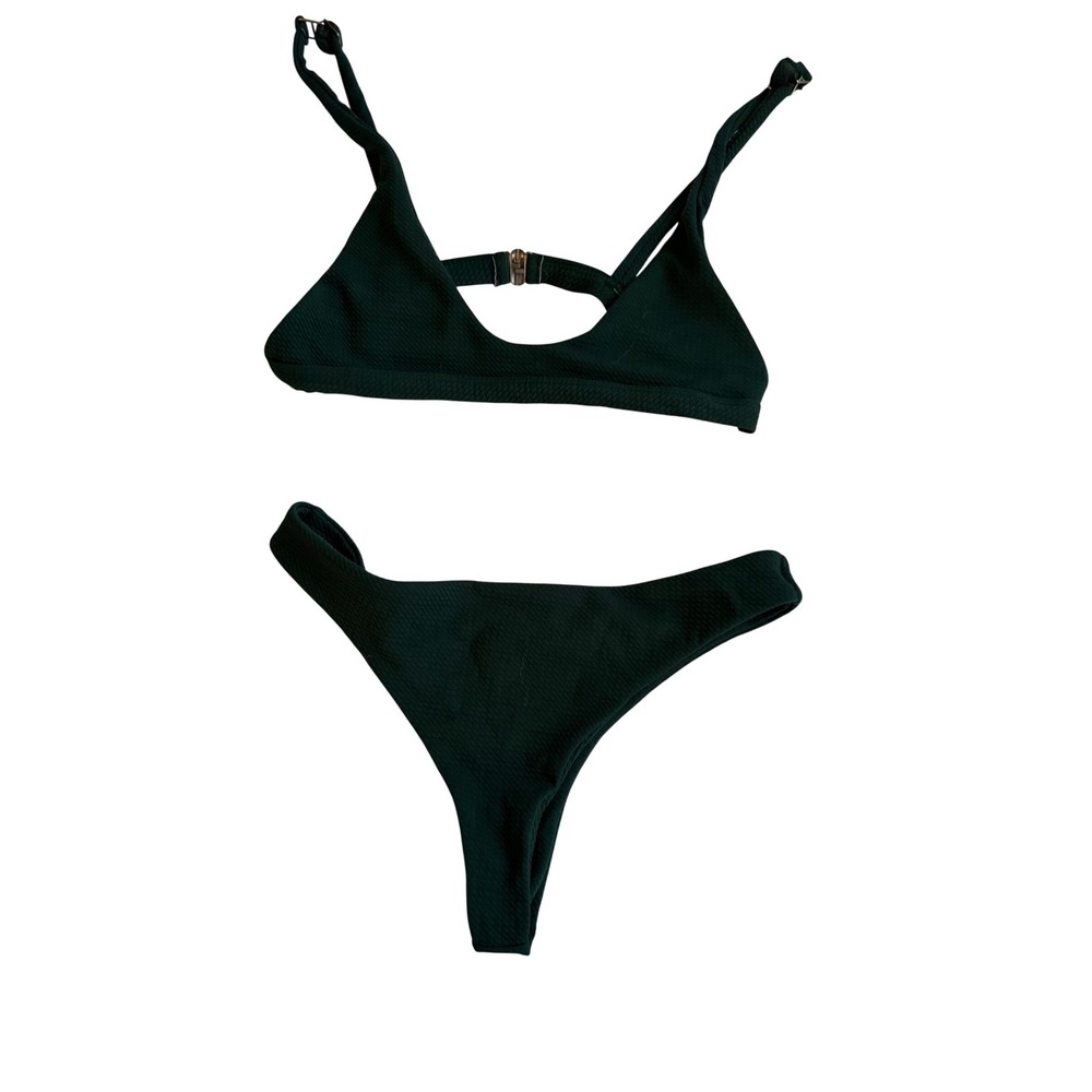 White Fox Women's Green Escala Bikini Top And Ibiza Bottom Bikini Set Size Large